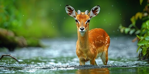 Canvas Print - deer in the pond