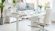 © HadK - Modern Ergonomic Workspace Setup with Standing Desk, Dual Monitors, and Healthy Snacks for Work-Life Balance