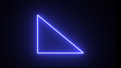 Poster - Glowing blue neon light line loop triangle. Neon light triangle frame