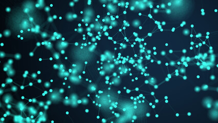 Poster - Digital plexus connected blue dot and lines abstract technology. Abstract background with motion plexus of dots and lines. Modern plexus particles background