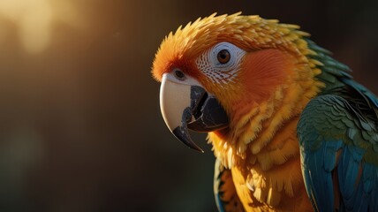 Poster - Close-up Portrait of a Golden Conure Parrot