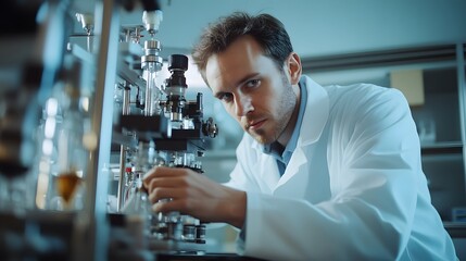 Poster - A Scientist Working on a Complex Chemical Experiment