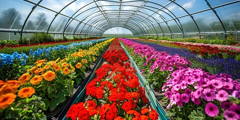 Poster - flowers in a greenhouse