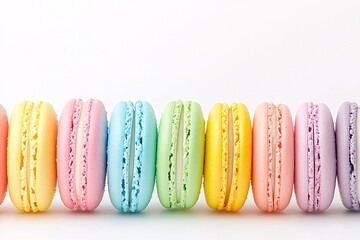 Poster - Brightly colored macaroons arranged in a neat row.