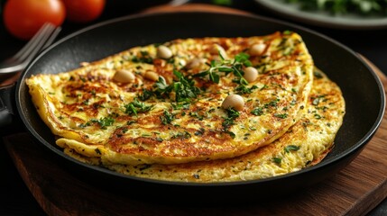 Canvas Print - Omelette with Herbs and Beans