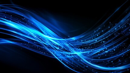 Poster - abstract background with bright blue light streaks and sparkles on a black background. symbolizing e
