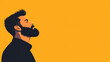© ChimE - A bearded man creates a bold silhouette on a vivid yellow background, showcasing modern cartoon styling and rich textures.