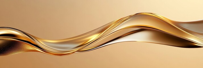 Poster - Abstract Golden Waves Background, a luxurious and elegant design with smooth flowing lines, representing fluidity, movement, and opulence.
