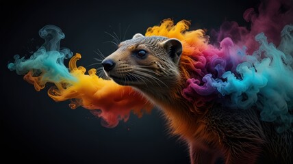 Wall Mural - Animal Portrait with Colorful Smoke