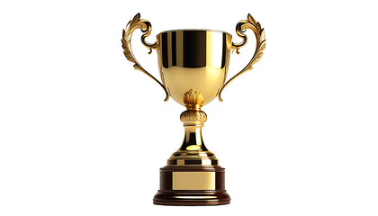 one simple golden trophy cup (with transparent background) png with alpha channel. 1つのシンプルなゴールデン トロフ