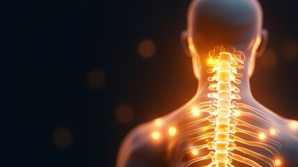 Wall Mural - Glowing Human Spine Illustration for Medical Use