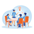© berkah design - Focus groups. Business team discussing and finding new ideas. Business analysis instruments concept. Flat vector illustration.