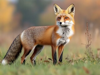 Wall Mural - A Red Fox Standing in a Field