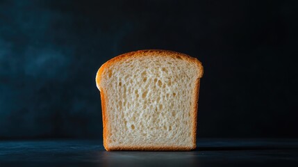 A Single Slice of White Bread Against a Dark Background