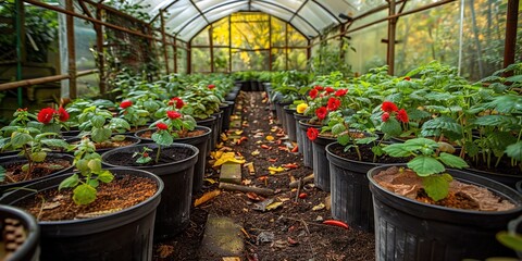 Poster - greenhouse with plants