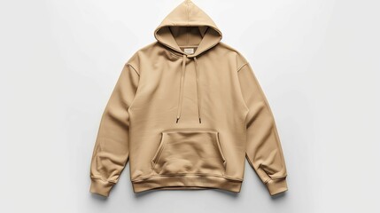 Tan Hooded Sweatshirt with a Single Pocket