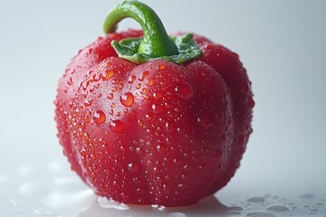 Canvas Print - Red Bell Pepper with Water Drops