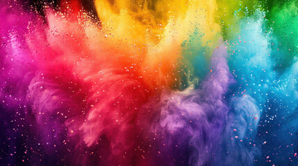 Color powder splash rainbow texture isolated black background paint holi smoke colour abstract. Powder color splash explosion dust ink burst splatter