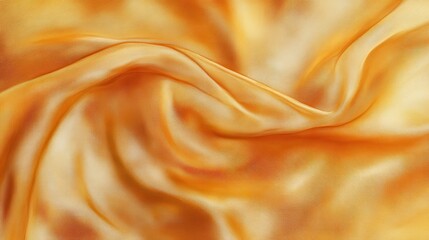 Poster - Textured golden fabric gently draped, showcasing intricate waves and folds under soft lighting in an artistic arrangement