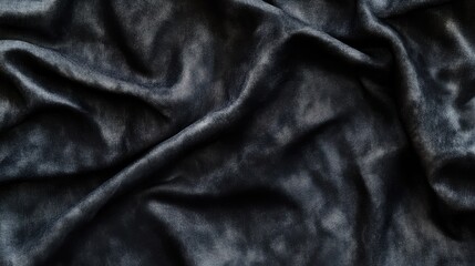 Poster - Soft, dark fabric draped elegantly on a surface showcasing texture and depth in a well-lit environment