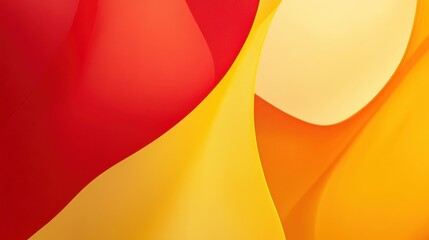 Poster - Colorful abstract design featuring flowing layers of red, yellow, and orange on a smooth surface, creating a warm and vibrant visual effect