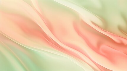 Wall Mural - A light pink and green background with a flowy, wavy pattern