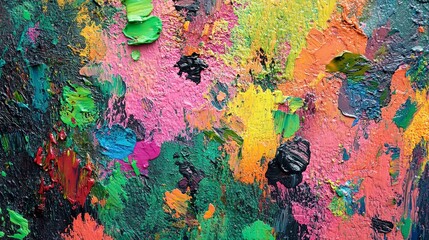 Canvas Print - vibrant, textured surface with multicolored paint smears. 