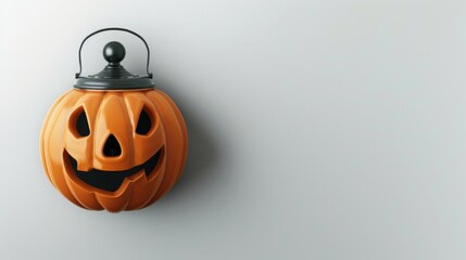 Poster - A pumpkin with a black handle is sitting on a white background