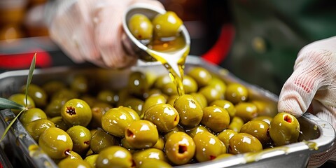 Poster - green olives in a bowl