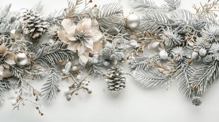 Fototapete - A white background with a white and gold tree with a white flower