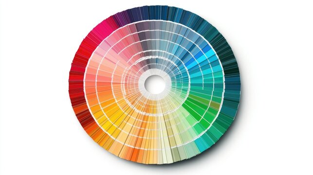 Artistic color wheel featuring warm and cool tones, each segment clearly defined and isolated against a clean white background, perfect for design use