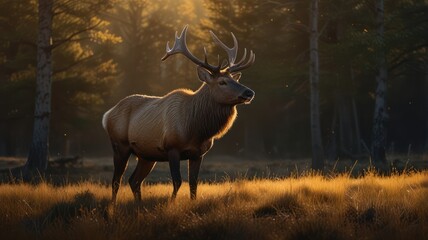 Wall Mural - Majestic Elk in the Golden Hour