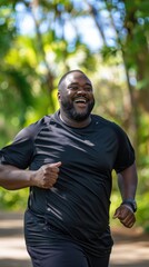 Poster - A man is running in a park and smiling