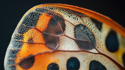 Poster - Detailed close-up of a butterfly wing showcasing vibrant colors and intricate patterns taken in a natural setting during the day