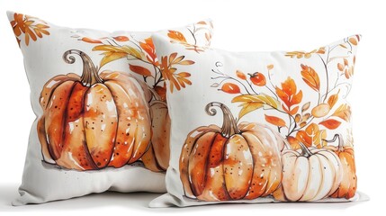 Poster - Two pillows with pumpkins on them