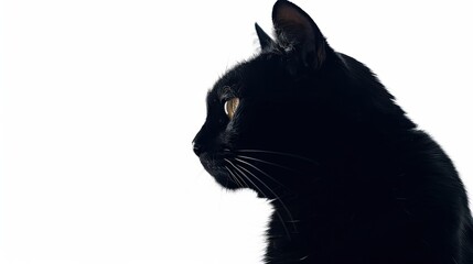 Poster - A black cat with yellow eyes is looking at the camera