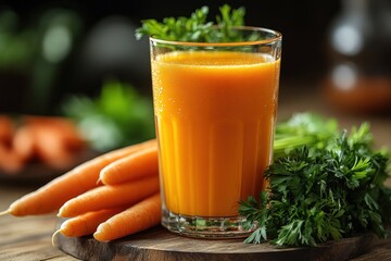 Canvas Print - Fresh Carrot Juice with Parsley