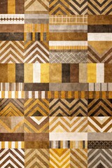 Wall Mural - Abstract geometric pattern with earthy tones and textures.