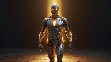 Poster - Robotic Humanoid Standing in a Light Beam