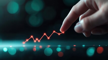 Poster - A close up of a hand pointing to a curved line on a chart, highlighting the critical role of data interpretation in understanding performance.