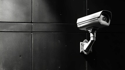 Security Camera Mounted on a Black Wall