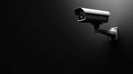 Security Camera Mounted on a Black Wall