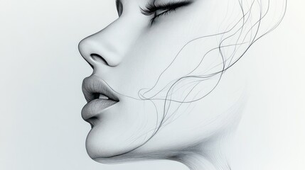 Canvas Print - Woman Profile with Lines