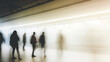 © kichigin19 - train station background concept passenger transport, foggy silhouettes in motion blur, gloomy atmosphere depressive mood
