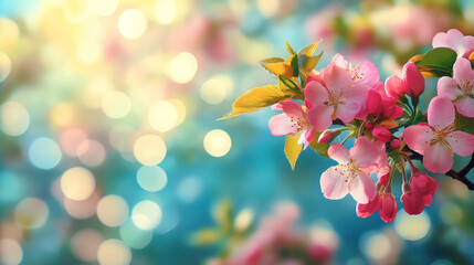 Beautiful Pink Cherry Blossoms Framed by a Soft Garden Bokeh Background