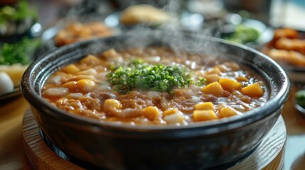 Wall Mural - Delicious Asian Dish with Steaming Broth