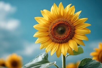 Sticker - A Bright Yellow Sunflower Blooming in a Field