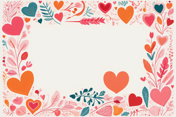 Canvas Print - frame with hearts and flowers