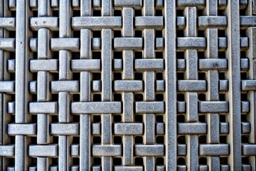 Canvas Print - Interwoven metal grid creating geometric design