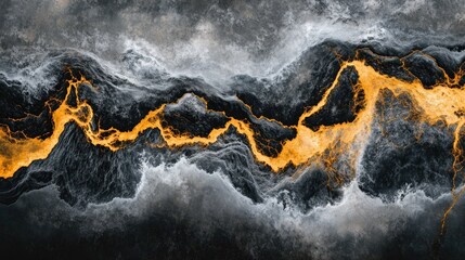 Poster - Bright orange hues intertwine with dark black and gray shades, creating a dynamic visual experience that captures the essence of fluid motion and energy